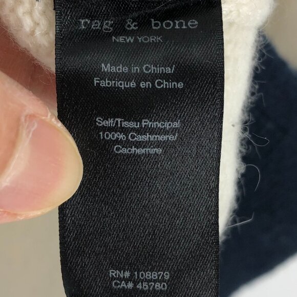 Rag & Bone Aubree Ivory / Navy Colorblock Cashmere Funnel Neck Sweater size XXS - Picture 12 of 16